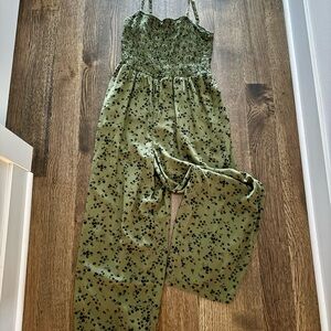 GAP Olive and Black Floral Jumpsuit